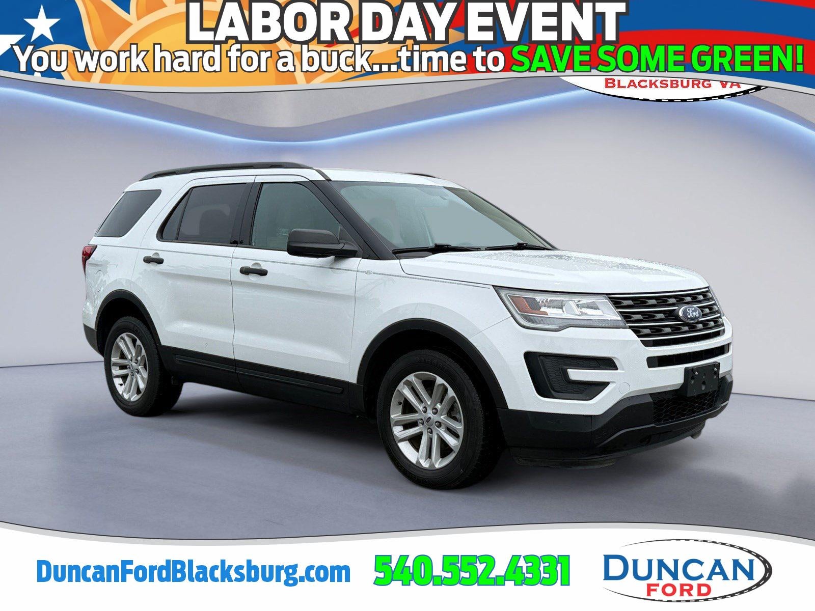 2017 Ford Explorer Base in Oxford White — front three-quarter view