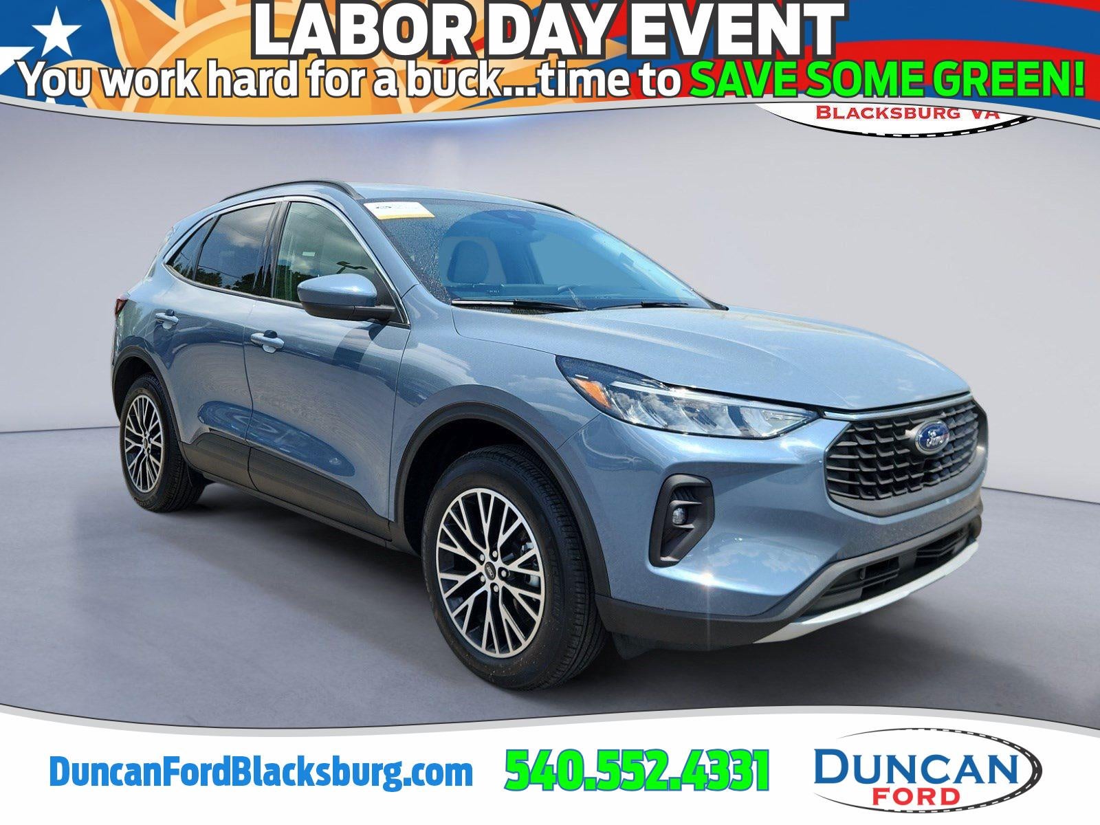 2024 Ford Escape PHEV in Vapor Blue — front three-quarter view