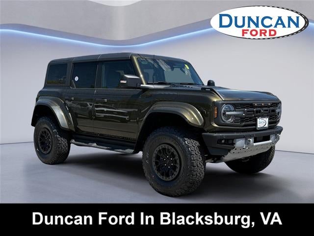 2026 Ford Bronco Raptor in Shelter Green Metallic — front three-quarter view