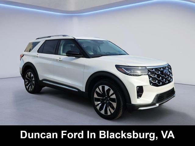2026 Ford Explorer Platinum in Star White Metallic Tri-Coat — front three-quarter view