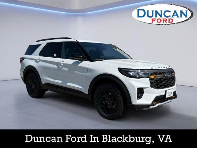 2026 Ford Explorer Tremor in Star White Metallic Tri-Coat — front three-quarter view