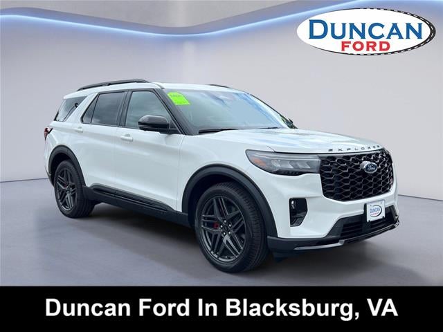 2026 Ford Explorer ST in Star White Metallic Tri-Coat — front three-quarter view