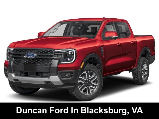 2026 Ford Ranger LARIAT in Ruby Red Metallic Tinted Clearcoat — front three-quarter view
