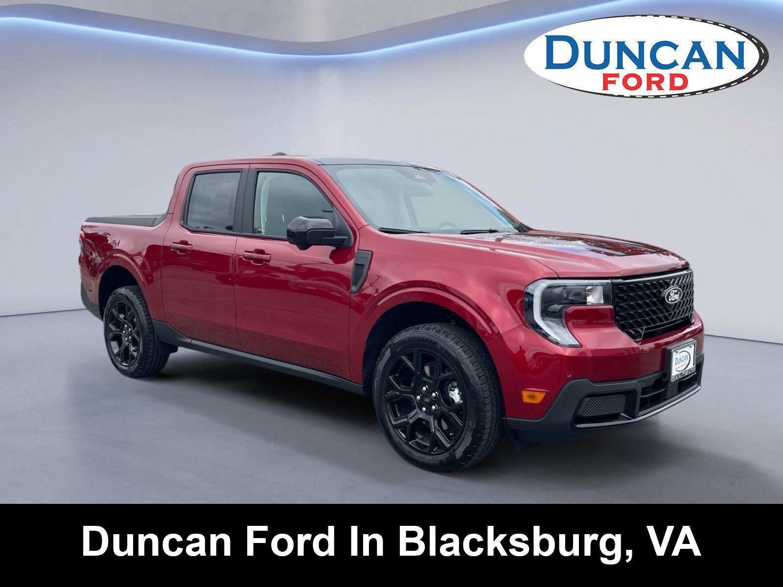 2025 Ford Maverick LARIAT in Ruby Red Metallic Tinted Clearcoat — front three-quarter view