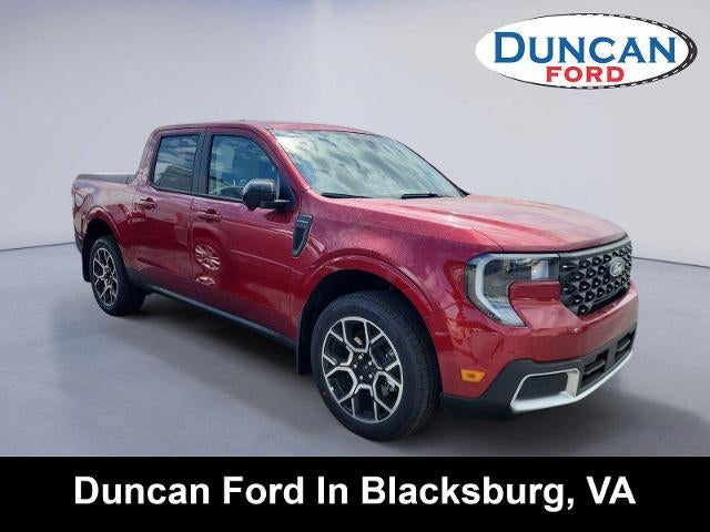 2026 Ford Maverick LARIAT in Ruby Red Metallic Tinted Clearcoat — front three-quarter view