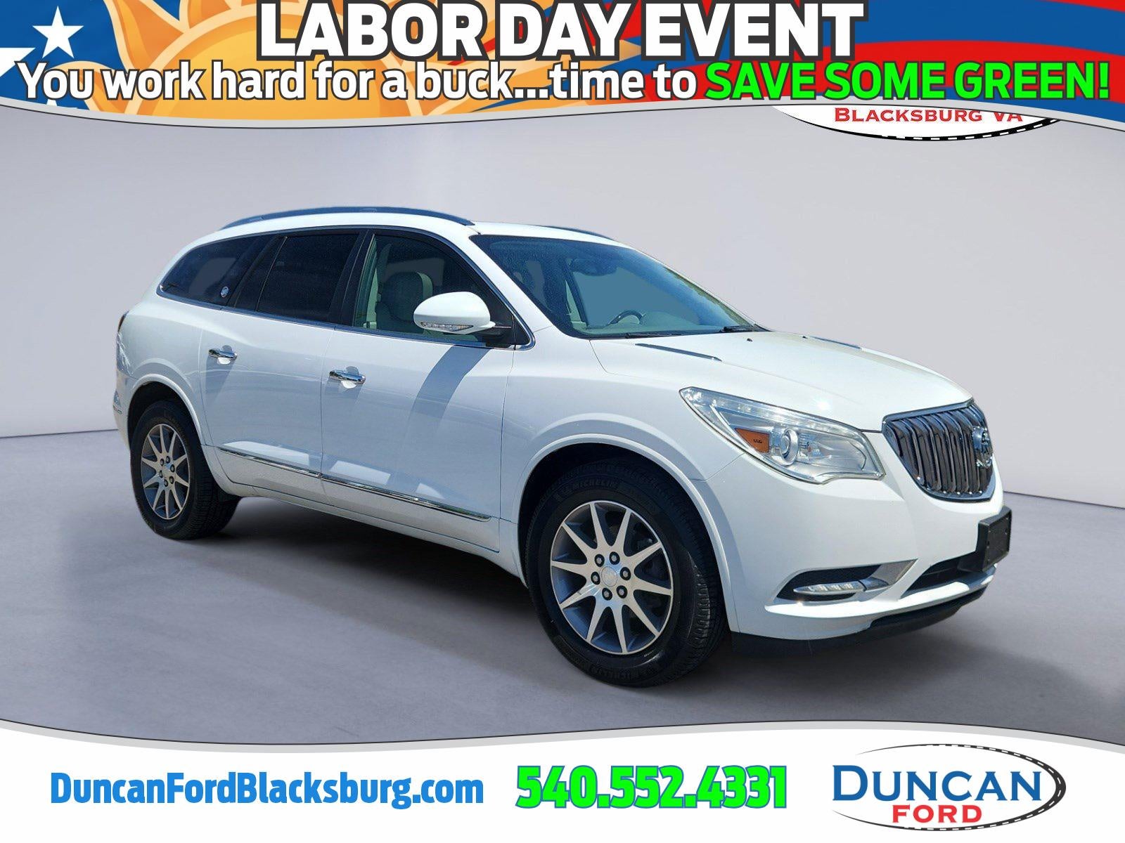 2017 Buick Enclave Leather in Summit White — front three-quarter view